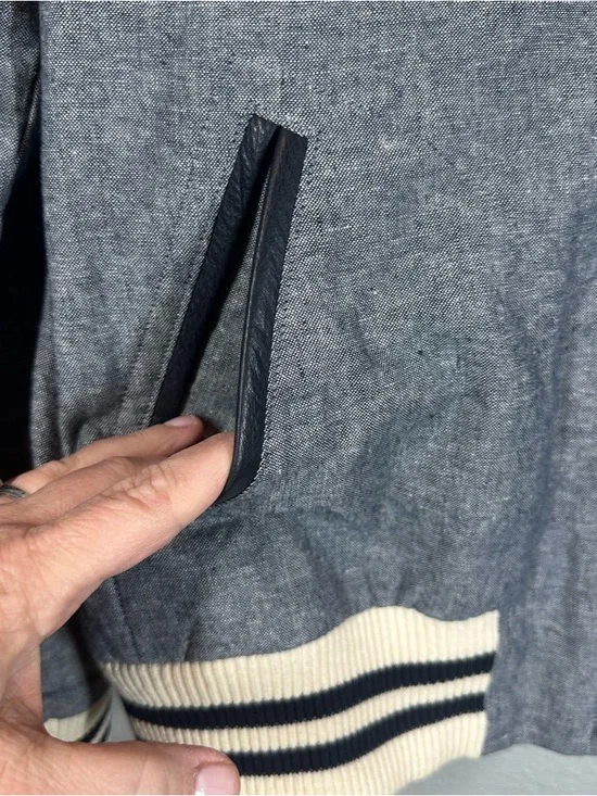 GOLDEN BEAR BY J.CREW Men’s Medium Grey Blue Bomber Jacket Raglan Sleeves - Picture 5 of 10